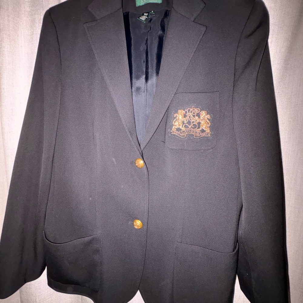 Lauren Ralph Lauren Black Blazer with Embroidered Crest